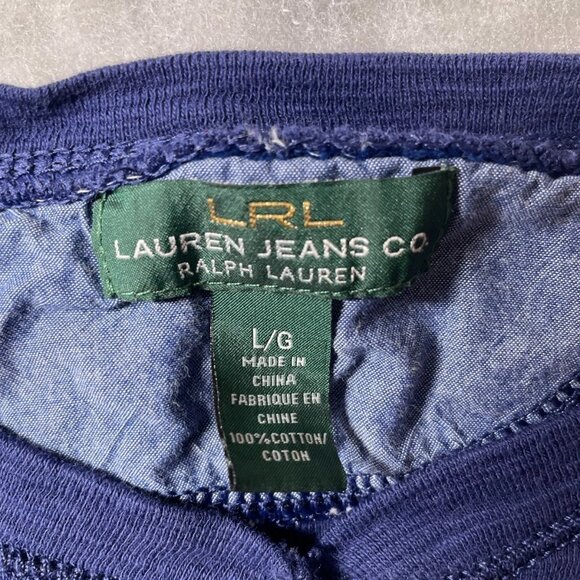 Lauren Jeans Ralph Lauren Womens Navy Blue Long Sleeve Comfy Henley T-Shirt Sz L - Picture 4 of 9